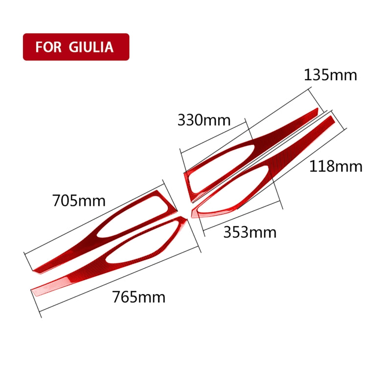 4 PCS / Set Carbon Fiber Car Door Panel Decorative Sticker for Alfa Romeo Giulia 2017-2019,Left and Right Drive Universal, Door Panel
