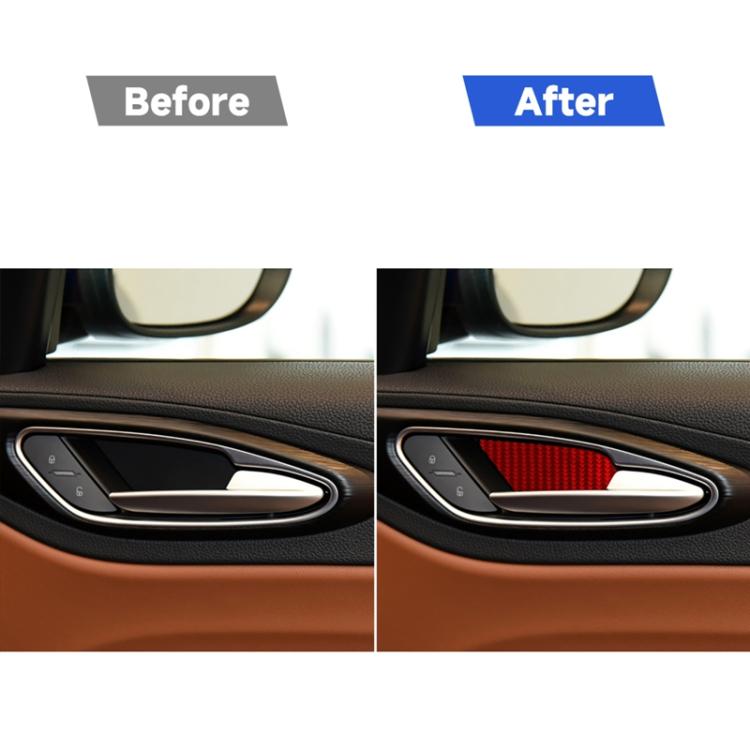 4 PCS / Set Carbon Fiber Car Inner Door Bowl Decorative Sticker for Alfa Romeo Giulia 2017-2019,Left and Right Drive Universal, Inner Door Bowl
