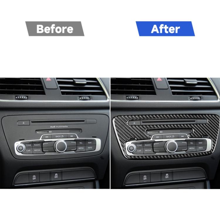 Carbon Fiber Car Central Control CD Panel Decorative Sticker for Audi Q3 2013-2018,Left and Right Drive Universal, Central Control CD Panel