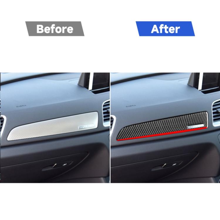 Carbon Fiber Car Co-pilot Trim Red Edge with Hole Decorative Sticker for Audi Q3 2013-2018,Right Drive, Co-pilot Trim Red Edge with Hole,Right Drive