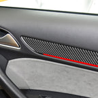 4 PCS / Set Carbon Fiber Car Interior Door Trim Red Edge Decorative Sticker for Audi Q3 2013-2018,Left and Right Drive Universal, Interior Door Trim Red Edge