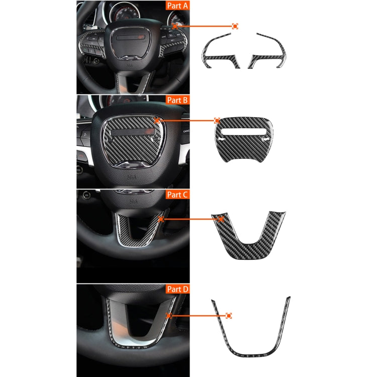 5 PCS / Set Carbon Fiber Car Steering Wheel Decorative Sticker for Dodge Challenger 2015 to Now, Left Driving, Steering Wheel