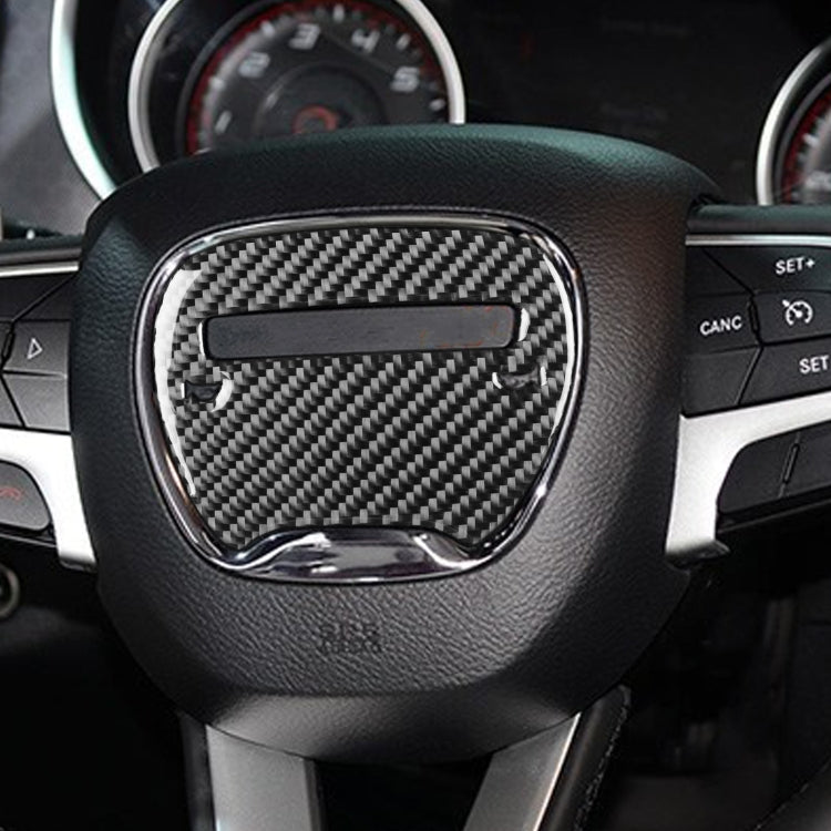 Carbon Fiber Car Steering Wheel Logo Decorative Sticker for Dodge Challenger 2015 to Now, Left Driving, Steering Wheel Logo