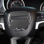 Carbon Fiber Car Steering Wheel Logo Decorative Sticker for Dodge Challenger 2015 to Now, Left Driving, Steering Wheel Logo