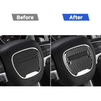 Carbon Fiber Car Steering Wheel Logo Decorative Sticker for Dodge Challenger 2015 to Now, Left Driving, Steering Wheel Logo