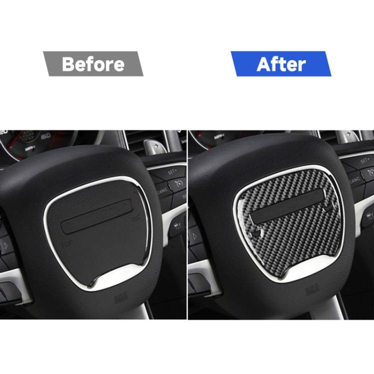 Carbon Fiber Car Steering Wheel Logo Decorative Sticker for Dodge Challenger 2015 to Now, Left Driving, Steering Wheel Logo