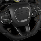 3 PCS / Set Carbon Fiber Car Steering Wheel Button Frame Decorative Sticker for Dodge Challenger 2015 and Above, Left Driving, Steering Wheel Button Frame