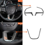 3 PCS / Set Carbon Fiber Car Steering Wheel Button Frame Decorative Sticker for Dodge Challenger 2015 and Above, Left Driving, Steering Wheel Button Frame