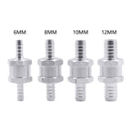 Car 8mm Aluminium Alloy Fuel Petrol One Way Non Return Check Valve, 8mm Silver
