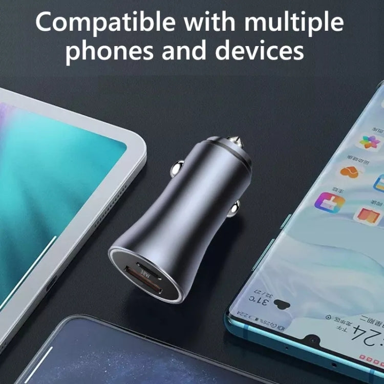 PD 20W Aluminum Alloy Dual Interface Car Fast Charger