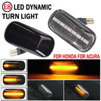 2pcs For Honda Civic 2001-2015 Car Dynamic LED Fender Side Light 34301-S5H-T02, For Honda Civic 2001-2015 (Transparent), For Honda Civic 2001-2015 (Transparent Black)