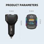 K4 Car 3 in 1 PD + USB Dual Port Fast Charger with Spring Data Cable, K4