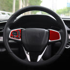 Car Carbon Fiber Steering Wheel Button Middle Configuration Decorative Sticker for Honda Tenth Generation Civic 2016-2019, Left and Right Drive Universal, Steering Wheel Button Middle Configuration