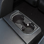 Car Carbon Fiber Rear Water Cup Holder Frame Decorative Sticker for Ford F150 2017-2020, Left and Right Drive Universal, Rear Water Cup Holder Frame
