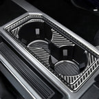Car Carbon Fiber Front Water Cup Holder Frame Decorative Sticker for Ford F150 2017-2020, Left Drive, Front Water Cup Holder Frame , Left Drive