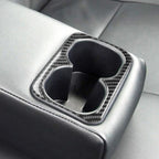 Car Carbon Fiber Rear Center Armrest Cup Holder Decorative Sticker for Mitsubishi Lancer EVO 2008-2015, Left and Right Drive Universal, Rear Center Armrest Cup Holder