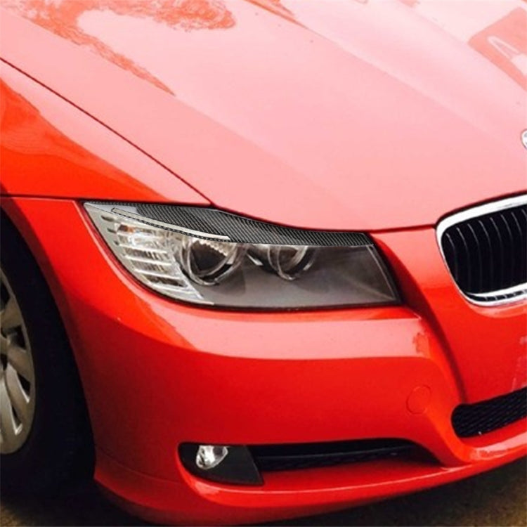 1 Pair Carbon Fiber Car Lamp Eyebrow Decorative Sticker for BMW E90 / 318i / 320i / 325i 2009-2012, Lamp Eyebrow(Three Color), Lamp Eyebrow