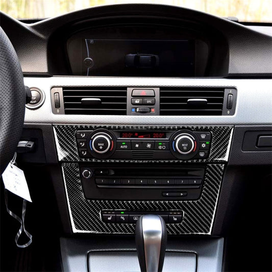 Carbon Fiber Car Central Control CD Panel Decorative Sticker for BMW E90 / E92 2005-2012, High Edition with Hole, CD Panel(High Edition with Hole)