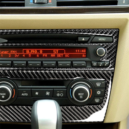 Carbon Fiber Car Central Control CD Panel Decorative Sticker for BMW E90 / E92 2005-2012, Non Navigation without Hole, CD Panel(Non Navigation without Hole)