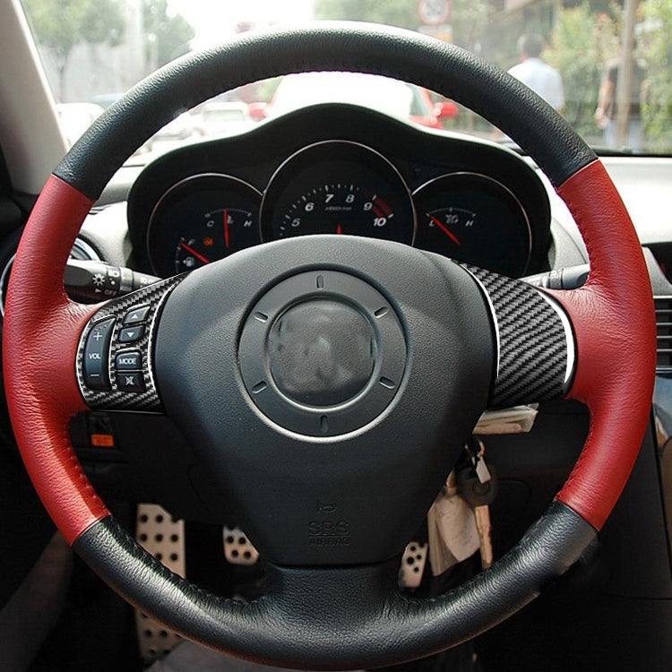 4 PCS Car Carbon Fiber Steering Wheel Decorative Sticker for Mazda RX8 2004-2008, Left and Right Drive Universal, 4 PCS Steering Wheel