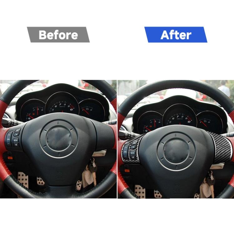 4 PCS Car Carbon Fiber Steering Wheel Decorative Sticker for Mazda RX8 2004-2008, Left and Right Drive Universal, 4 PCS Steering Wheel