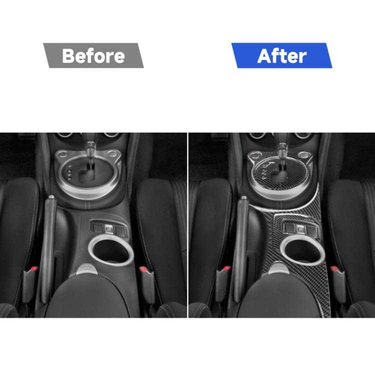 5 in 1 Car Carbon Fiber Gear Position Cup Holder Panel Decorative Sticker for Nissan 370Z Z34 2009-, Left Drive, Gear Position Cup Holder Panel Left Drive