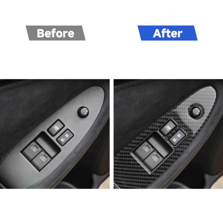 2 PCS Car Carbon Fiber Window Lift Panel Decorative Sticker for Nissan 370Z Z34 2009-, Left Drive Low-configured, Window Lift Panel Left Drive