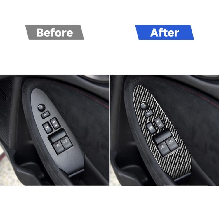 Car Carbon Fiber Main Driving Side Door Lift Control Decorative Sticker for Nissan 370Z Z34 2009-, Right Drive Low-configured, Main Driving Side Door Lift Control Right Drive