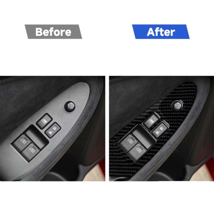 Car Carbon Fiber Main Driving Side Door Lift Control Decorative Sticker for Nissan 370Z Z34 2009-, Left Drive Low-configured, Main Driving Side Door Lift Control Left Drive