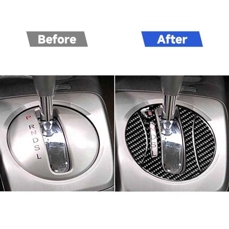3 in 1 Car Carbon Fiber Automatic Gear Decorative Sticker for Honda Civic 8th Generation 2006-2011, Left Drive, Automatic Gear, Left Drive