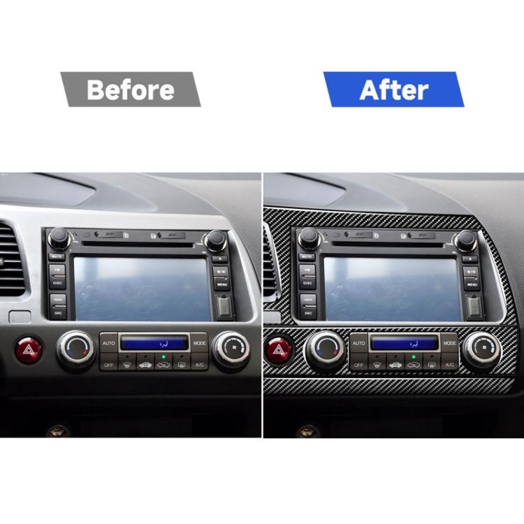 3 in 1 Car Carbon Fiber Central Control Navigation Panel Decorative Sticker for Honda Civic 8th Generation 2006-2011, Left Drive, Central Control Navigation Panel