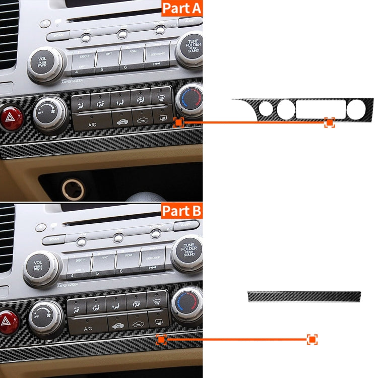2 in 1 Car Carbon Fiber Air Conditioning Button Panel Decorative Sticker for Honda Civic 8th Generation 2006-2011, Left Drive, Air Conditioning Button Panel