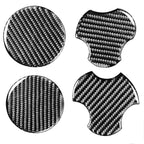 4 in 1 Car Carbon Fiber Water Cup Holder Mat Decorative Sticker for Jeep Wrangler JK 2007-2010, Left and Right Drive Universal, Water Cup Holder Mat