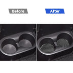 4 in 1 Car Carbon Fiber Water Cup Holder Mat Decorative Sticker for Jeep Wrangler JK 2007-2010, Left and Right Drive Universal, Water Cup Holder Mat