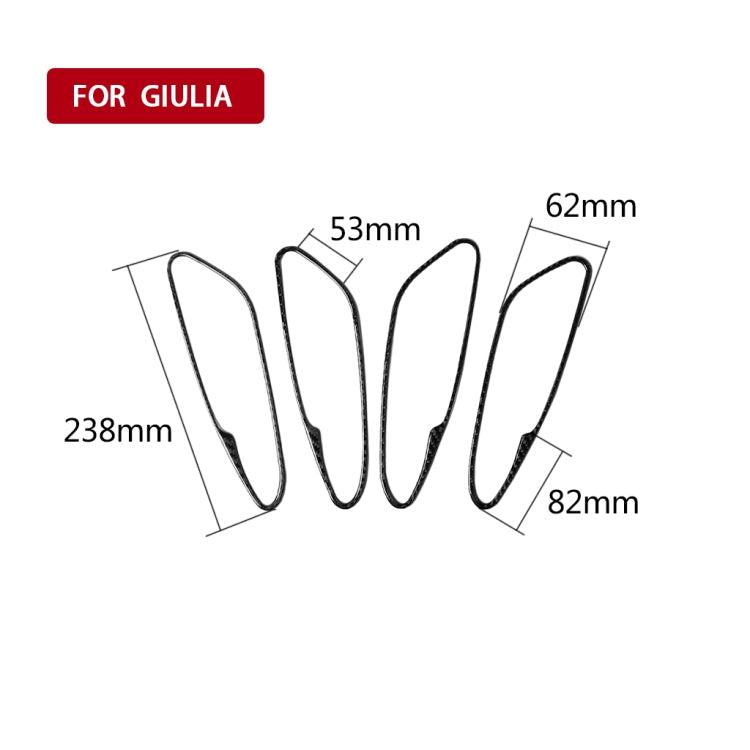 4 in 1 Car Carbon Fiber Inner Door Handle Decorative Sticker for Alfa Romeo Giulia 2017-2019, Left and Right Drive Universal, Inner Door Handle