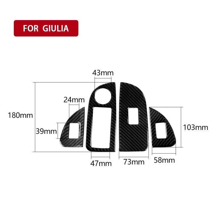 4 in 1 Car Carbon Fiber Window Button Panel Decorative Sticker for Alfa Romeo Giulia 2017-2019, Right Drive, Window Button Panel, Right Drive