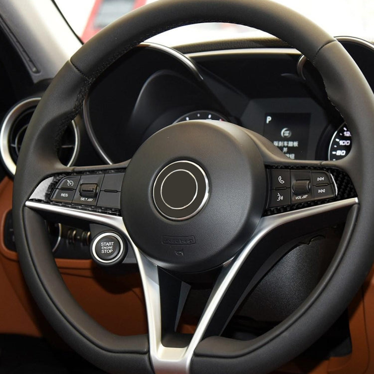 2 in 1 Car Carbon Fiber Steering Wheel Button Decorative Sticker for Alfa Romeo Giulia Stelvio 2017-2019, Left and Right Drive Universal, Steering Wheel Button