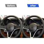 2 in 1 Car Carbon Fiber Steering Wheel Button Decorative Sticker for Alfa Romeo Giulia Stelvio 2017-2019, Left and Right Drive Universal, Steering Wheel Button