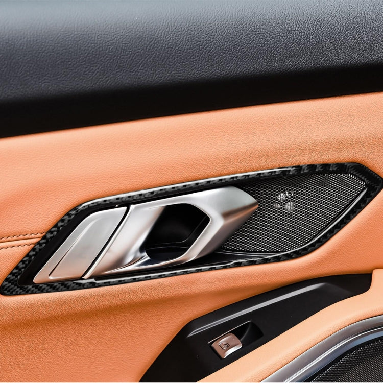 4 in 1 Car Carbon Fiber Door Handle Decorative Sticker for BMW 3 Series G20/G28/325Li/330d/335 2019-2020, Left and Right Drive Universal, Door Handle
