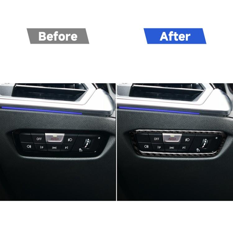 Car Carbon Fiber Headlight Adjustment Frame Decorative Sticker for BMW 3 Series G20/G28/325Li/330d/335 2019-2020, Left and Right Drive Universal, Headlight Adjustment Frame