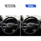 Car Carbon Fiber Steering Wheel Button Decorative Sticker for Audi A6 S6 C7 A7 S7 4G8 2012-2018, Left and Right Drive Universal, Steering Wheel Button