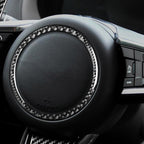 Car Carbon Fiber Steering Wheel Logo Decorative Stickers for Jaguar F-PACE X761 XE X760 XF X260 XJ 2016-2020, Left and Right Drive Universal, Steering Wheel Logo