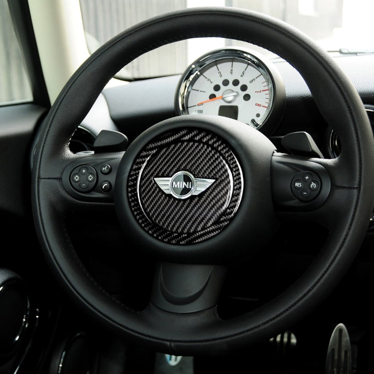 2 PCS Car Steering Wheel R Chassis Carbon Fiber Decorative Sticker for BMW MINI R55 / R56 / Countryman R60 / Paceman R61, For BMW MINI R60
