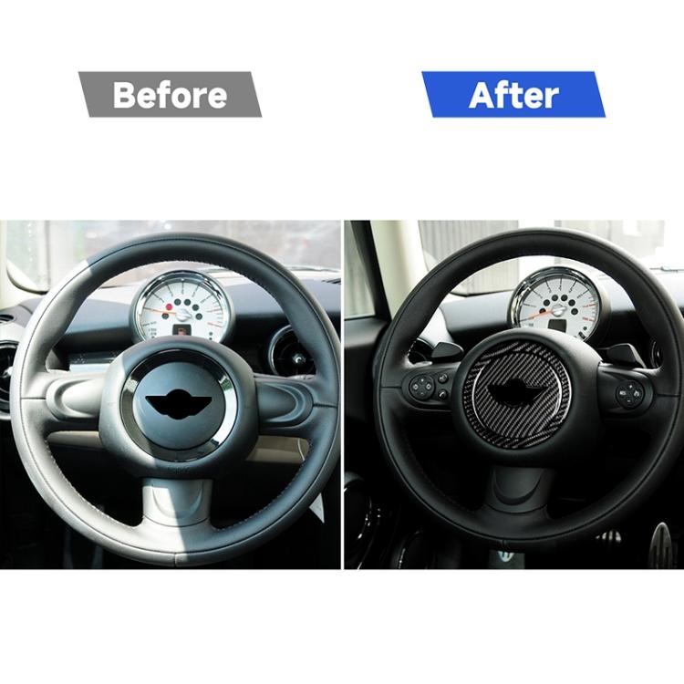 2 PCS Car Steering Wheel R Chassis Carbon Fiber Decorative Sticker for BMW MINI R55 / R56 / Countryman R60 / Paceman R61, For BMW MINI R60