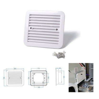 12V White Air Vent with Fan RV Trailer Caravan Gale Side Air Ventilation, A0672-02