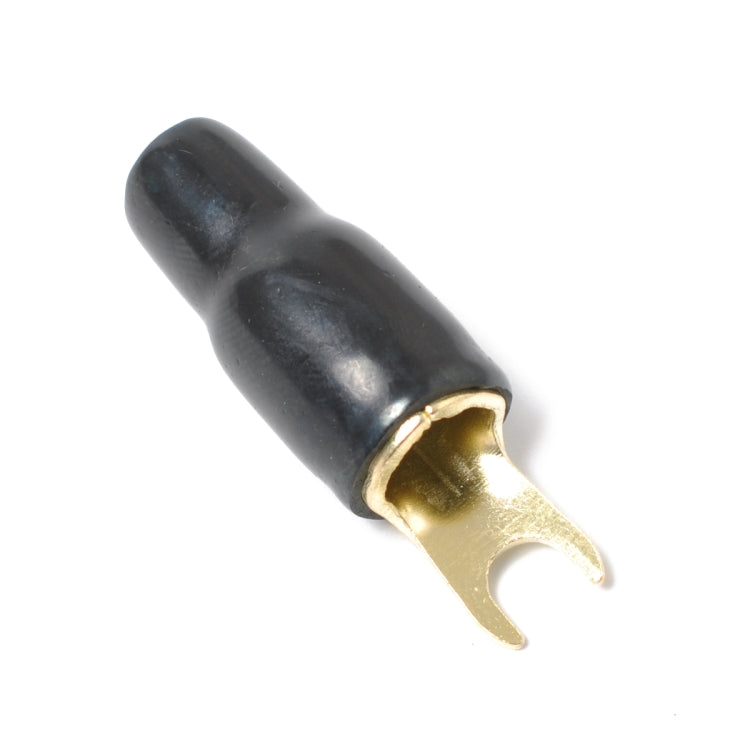 5 Pairs Car Audio Power Ground Wire Fork Terminals Brass 4 Gauge 5/16 inch Connectors Red and Black Boots, 4 Gauge 5/16 inch