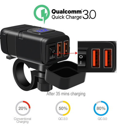 Universal Car Super Quick Dual Port USB Charger Power Outlet Adapter with LED Digital Voltmeter