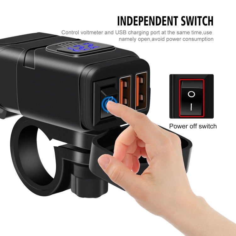 Universal Car Super Quick Dual Port USB Charger Power Outlet Adapter with LED Digital Voltmeter