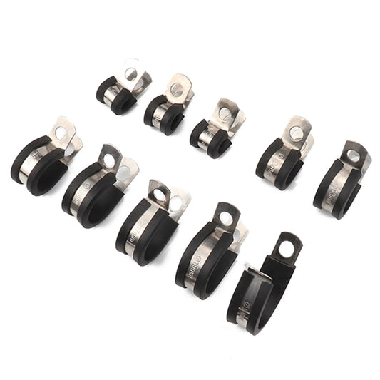10 PCS Car Rubber Cushion Pipe Clamps Stainless Steel Clamps, Size: 5/16 inch (8mm), Size: 5/16 inch (8mm)