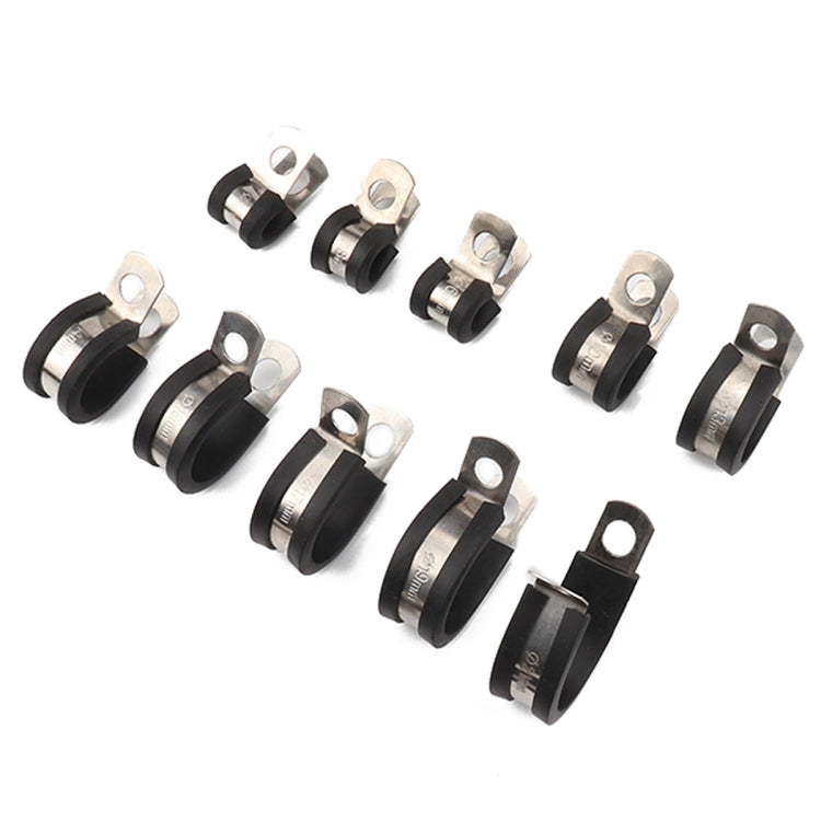 10 PCS Car Rubber Cushion Pipe Clamps Stainless Steel Clamps, Size: 1/2 inch (13mm), Size: 1/2 inch (13mm)